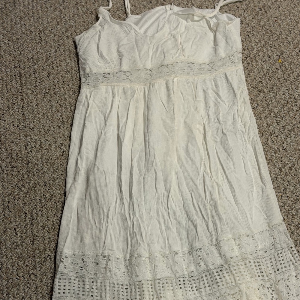 White Lace Trim Sundress Maternity